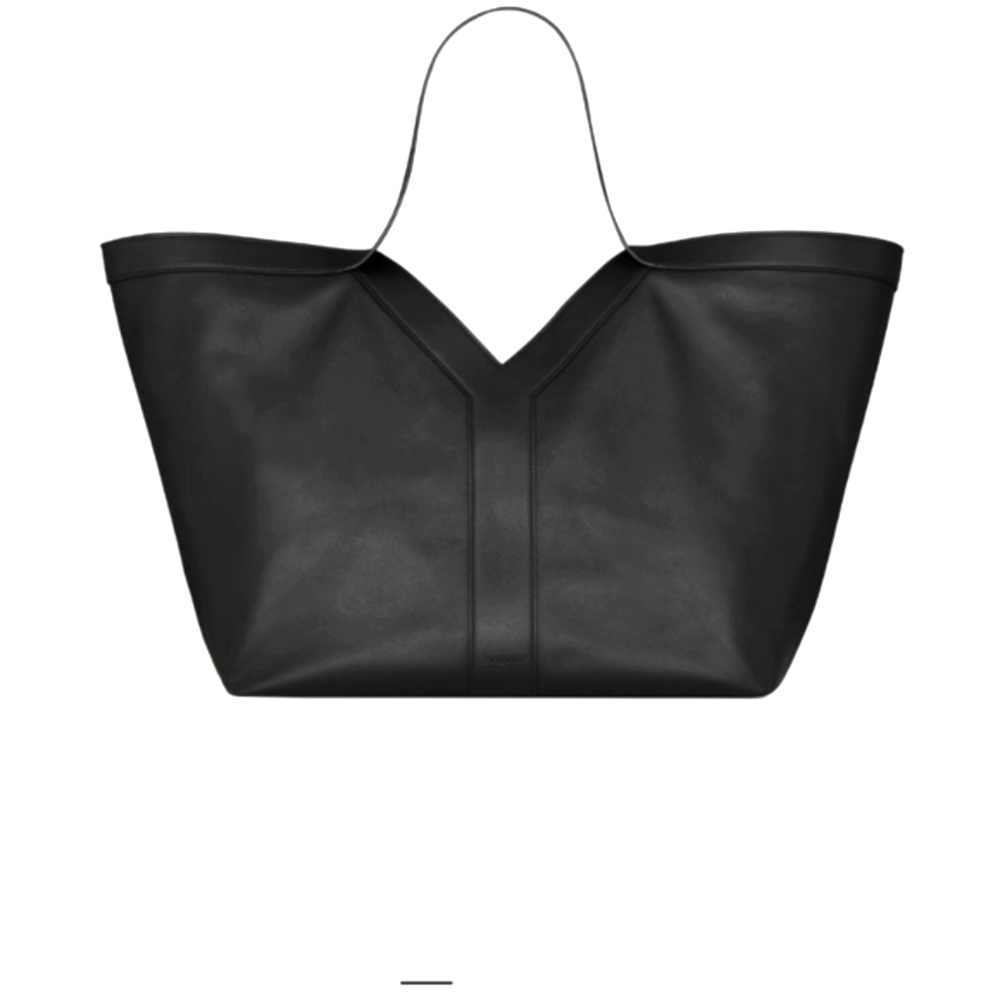 Y leather tote in black